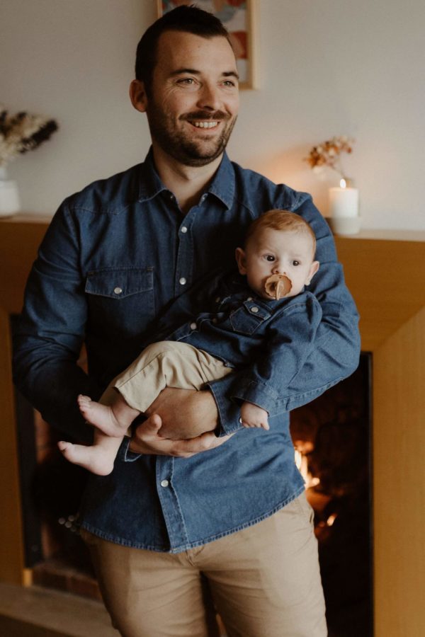 camicie in denim matchy matchy padre figlio copia incolla